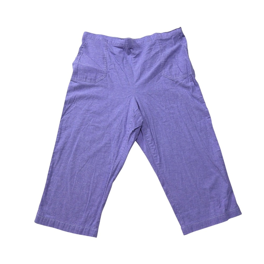 Alfred Dunner Purple Capri Pants Womens 18 Elastic Waist Cotton Linen Blend Crop
